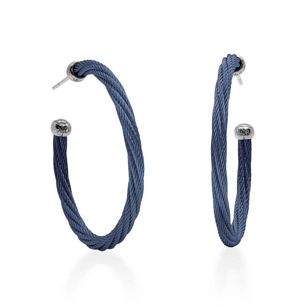 NEW ALOR women's twisted 1.5" hoop earrings in blueberry